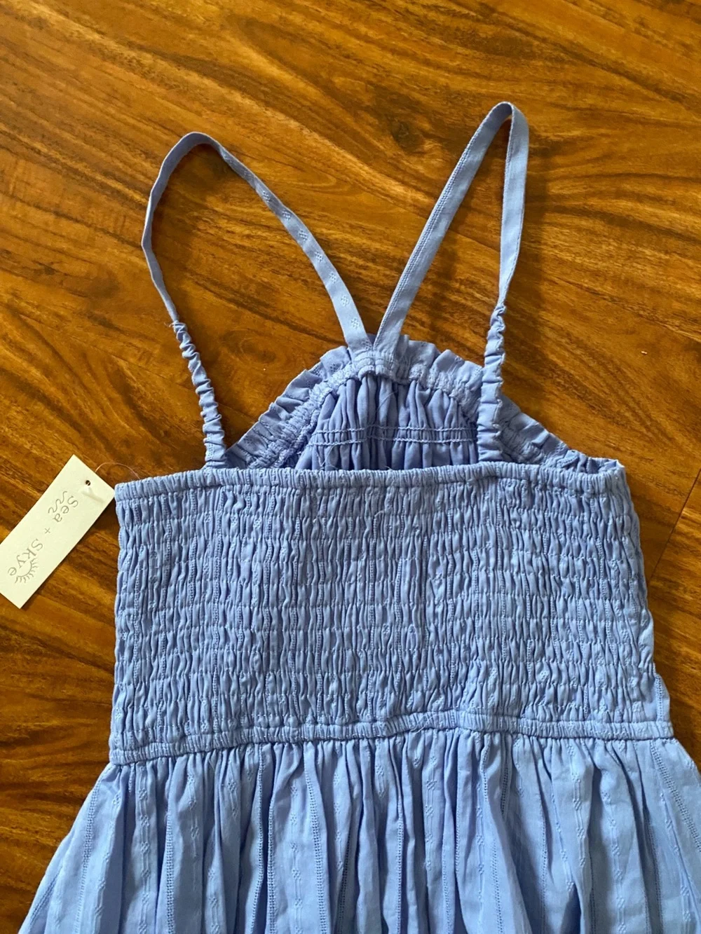 NWT New Sea + Skye Girls Periwinkle Smocked Cotton Sundress Size XL Coastal Boho